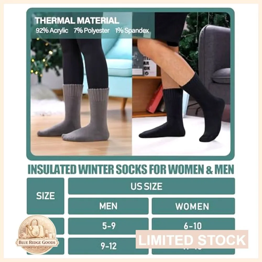 Thermal Winter Socks Extra Thick Insulated Heated Ski Crew Boot Unisex